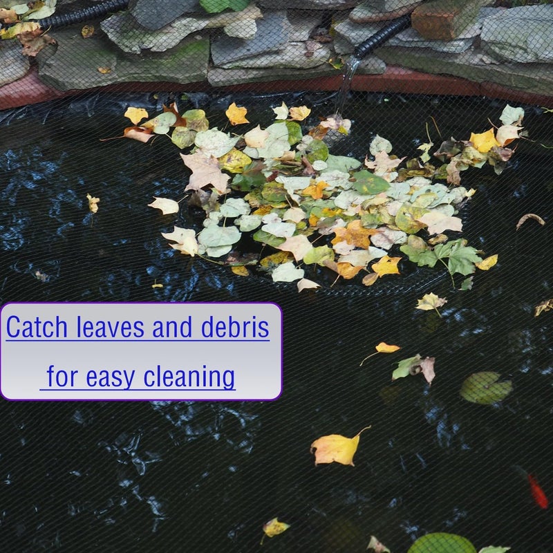JUNFLYING 20x20 Ft Pond Netting for Leaves, 1/2 in Fine Mesh, Strong Woven Koi Fish Net Cover, Against Birds, Cats & Predators, Stakes Included - Image 5